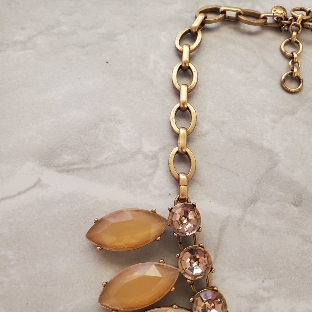 ✨ J.Crew Pink Taupe Jumbo Giant Rhinestones Crystalst Statement Necklace ✨ - Picture 7 of 16